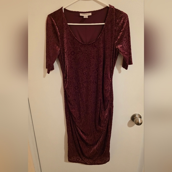 Motherhood Maternity Dress Small Bodycon Velvet Burnout Lined Y2K Whimsigoth - Picture 1 of 9